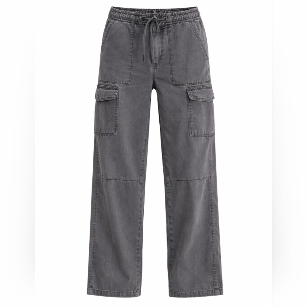 American Eagle Gray Wide Leg Cargo Pants Size 4 Women's Lyocell - Picture 2 of 11